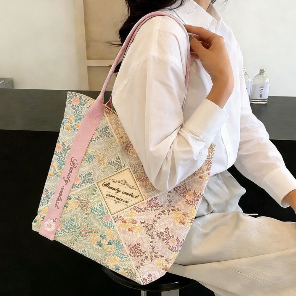 Women'S Reebok Bags - Портативная холщовая сумка-тоут с цветочным принтом,