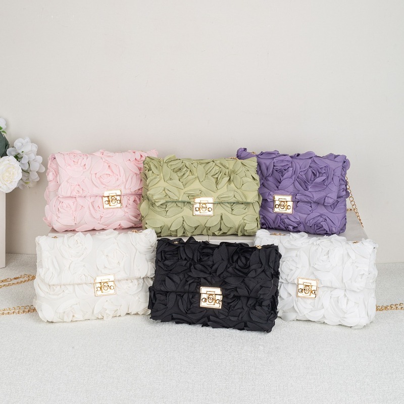 Women Bags Sale - 3D-сумочка из атласа с цветочным узором