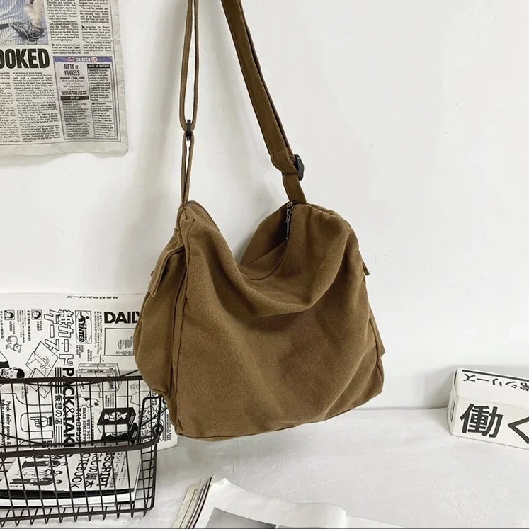 Hobo Bag Slouchy - Подростковая повседневная парусиновая сумка большого размера