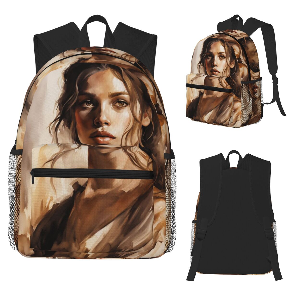 Women Bags Next - Студенческий рюкзак с акварельной живописью Girl